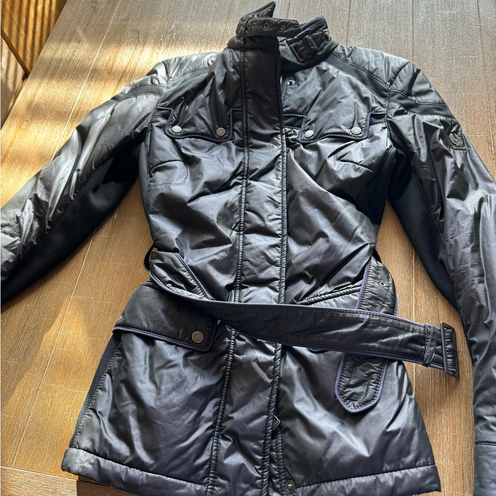 Belstaff Women’s Dark Purple Belted Jacket with Detachable Vest Size 40